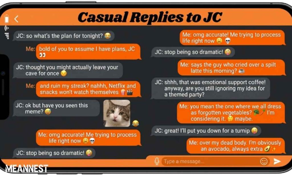 Casual Replies to “JC” in Text Messages