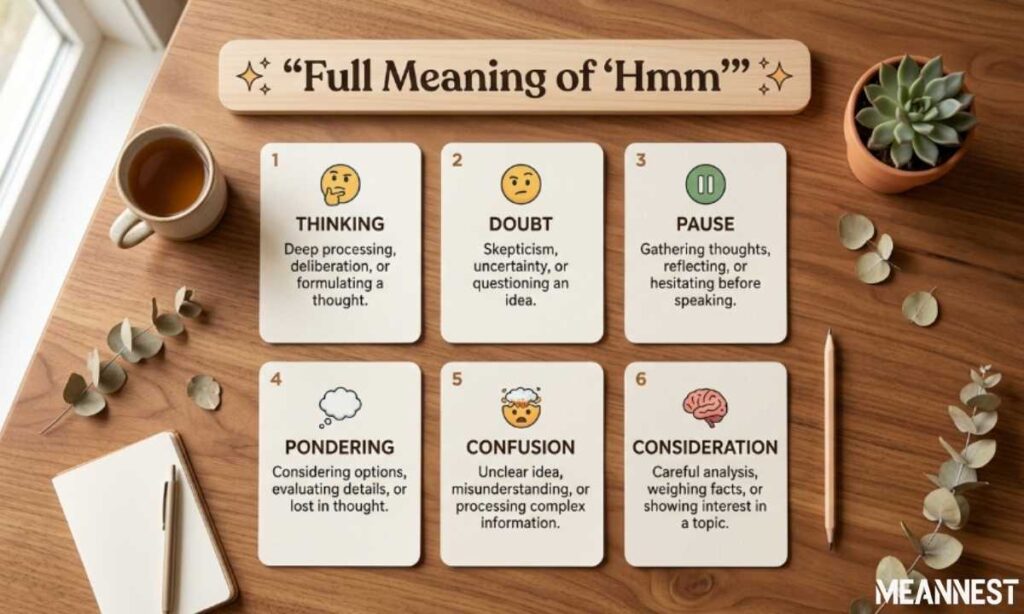 Full Form, Stands For & Short Meaning of “Hmm”